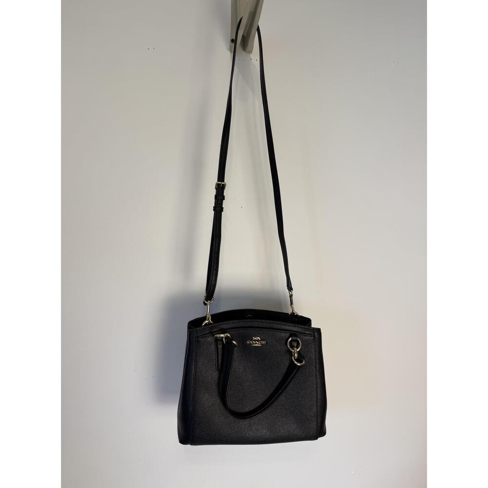 Coach Womens Black  Minetta Hardware Adjustable Strap Leather Crossbody Handbag - Picture 3 of 16